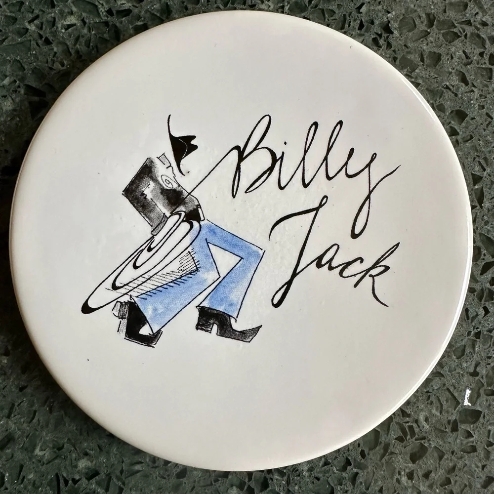 Pottery Barn Tie One On Cocktail Western Cowboy Ceramic Set of 4 Coasters